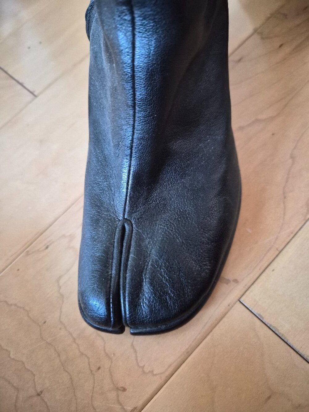 Maison Margiela Black Knee High Leather Tabi Boots Sz 40 - Picture 8 of 12